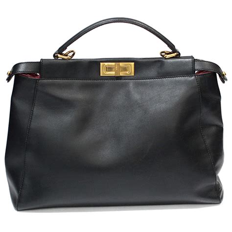 fendi black patent leather trim weave bag|Peekaboo Soft Large .